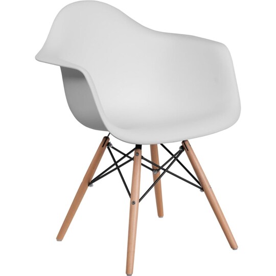Flash Furniture Alonza Series White Plastic Chair with Wood Base